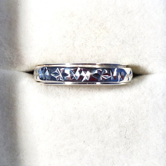 Sterling Silver diamond cut spinner band ring size 7 2.75 grams - Picture 1 of 4